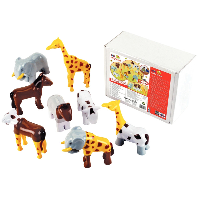 Lot de 8 puzzles 3D magnétiques, les animaux sauvages