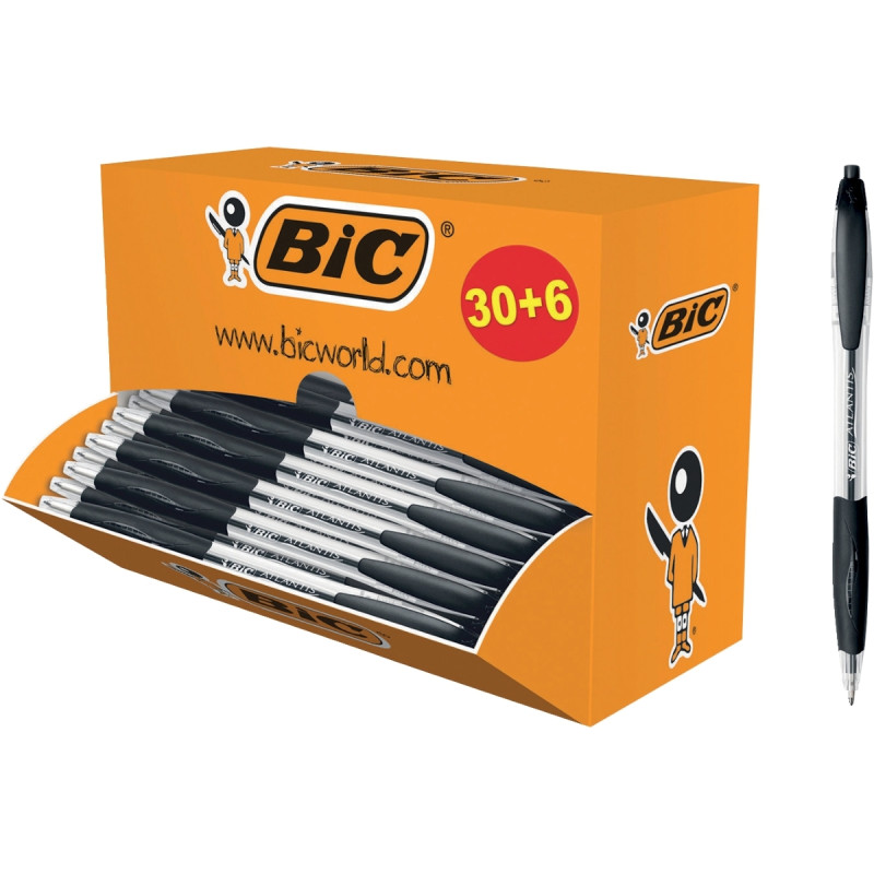Pack de 36 stylos Atlantis noirs dont 6 gratuits