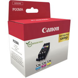 Canon 526 pack de 3 cartouches jet d'encre cyan, magenta et jaune auth