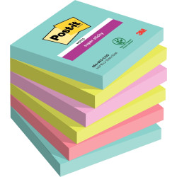 Paquet de 6 blocs de 90 feuilles Super Sticky post-it, 76 x 76 mm, col