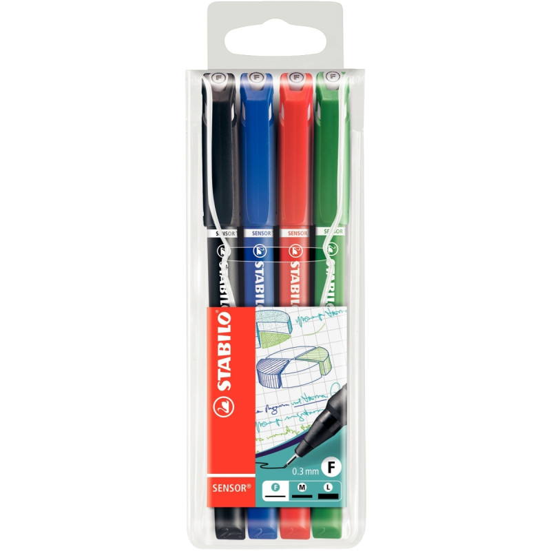 Pochette de 4 feutres Sensor fine 0,3 mm assortis