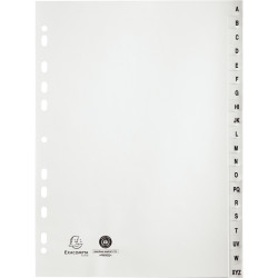 Jeu de 20 intercalaires alphabétiques en polypropylène gris recyclé, f