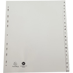 Jeu de 20 intercalaires alphabétiques en polypropylène gris recyclé, f