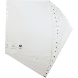 Jeu de 20 intercalaires alphabétiques en polypropylène gris recyclé, f