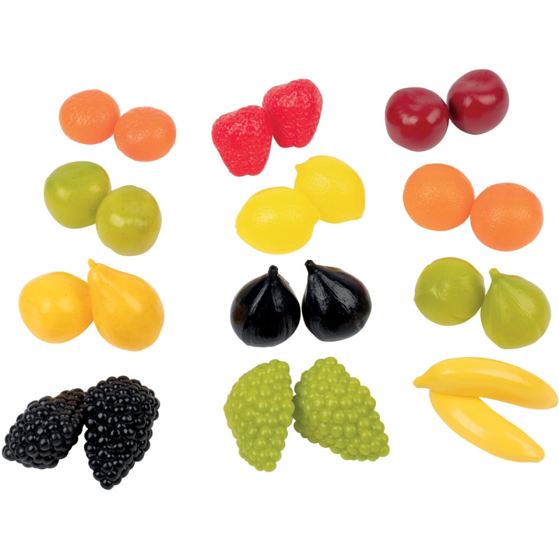 Sachet de 24 fruits assortis en plastique, petits modèles