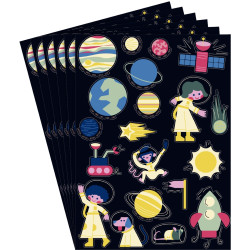 Lot de 6 planches gommettes papiers holographiques