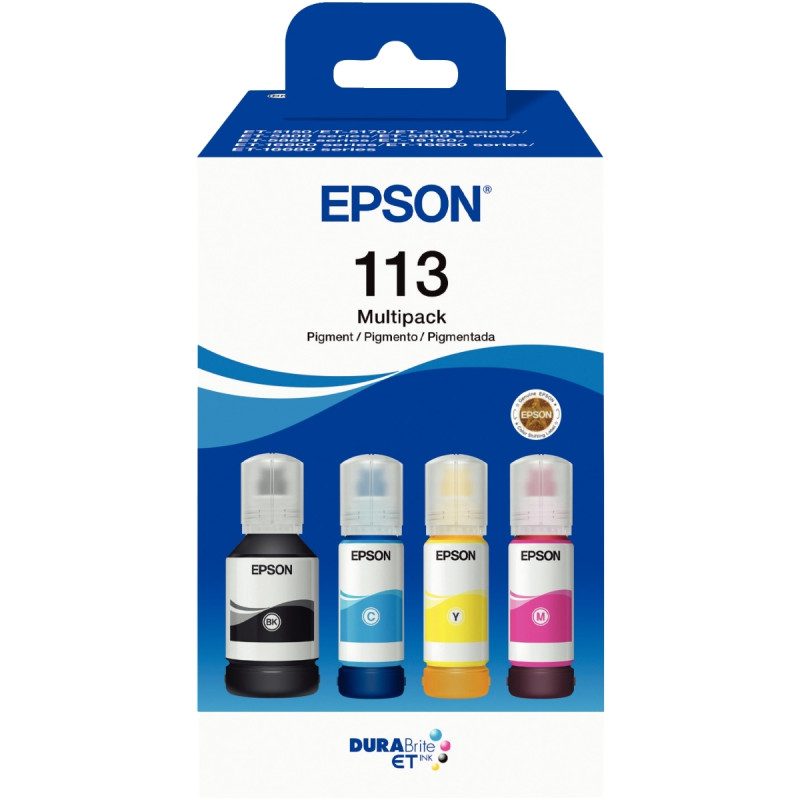 Epson 113 pack de de 4 flacons jet d'encre noire, cyan, magenta et jau