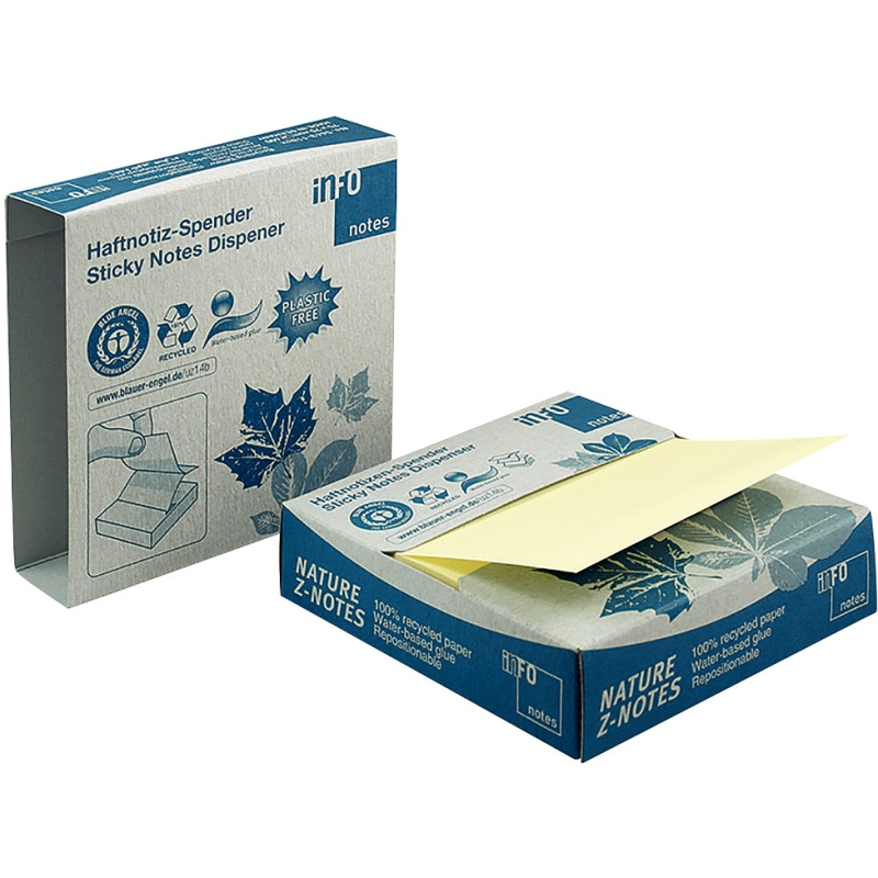 Devidoir nature recycle znote 75 x 75 mm 100 feuilles coloris jaune