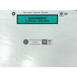 Boite de 1000 pochettes adhésives "documents ci-inclus" 228x165mm
