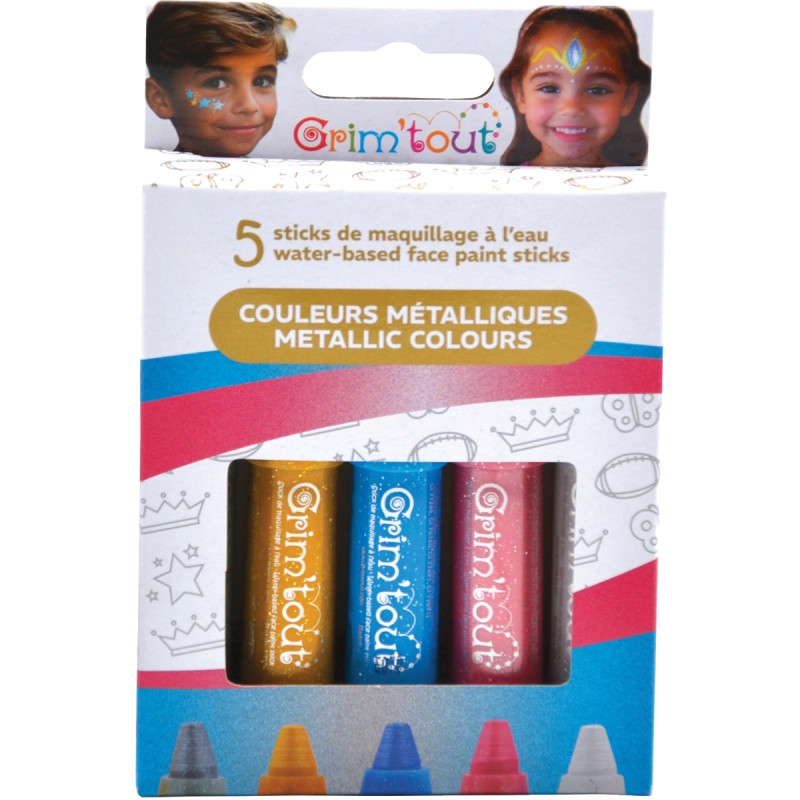 Lot de 5 sticks de maquillage couleurs métalliques