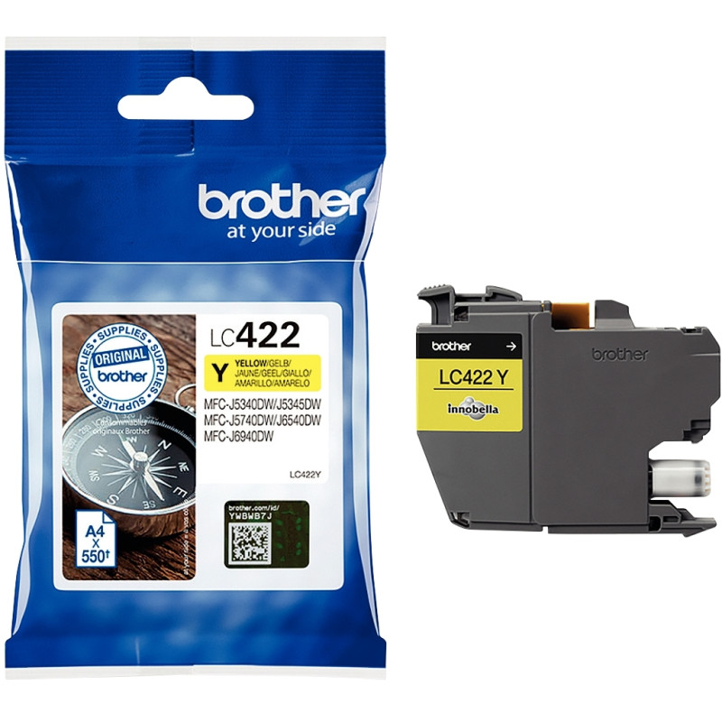Brother BOUSSOLE cartouche jet d'encre jaune authentique ( LC422Y)