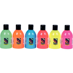 Lot de 6 flacons de 250ml de peinture vinylique plastifiante couleurs