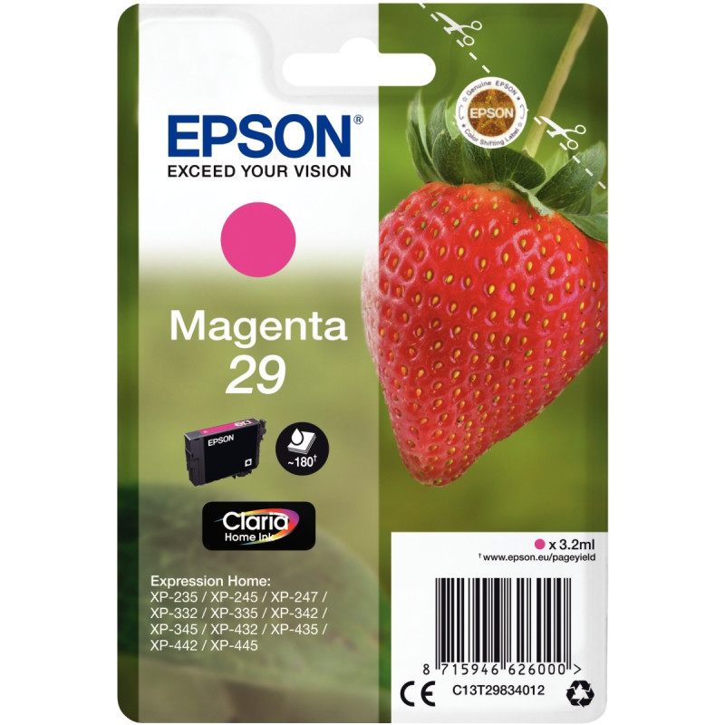 Epson FRAISE / 29 cartouche jet d'encre magenta authentique (T298340)