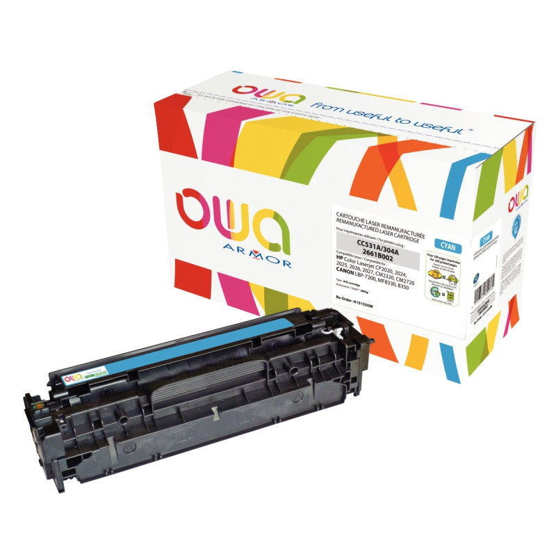 OWA cartouche laser cyan remanufacturée compatible Canon 718 et HP 304