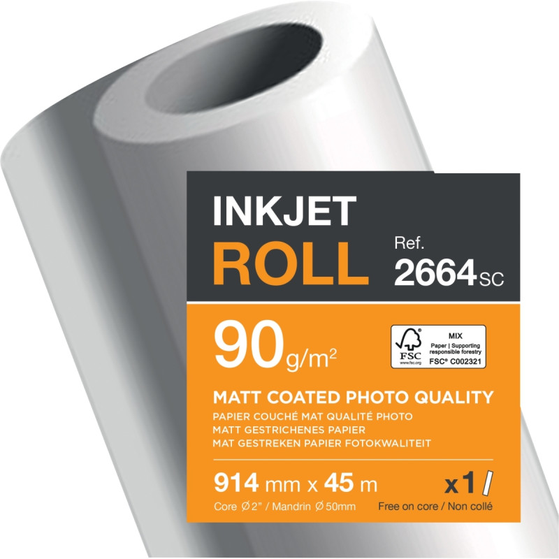 Rouleau papier 0.914x45m 90g jet encre