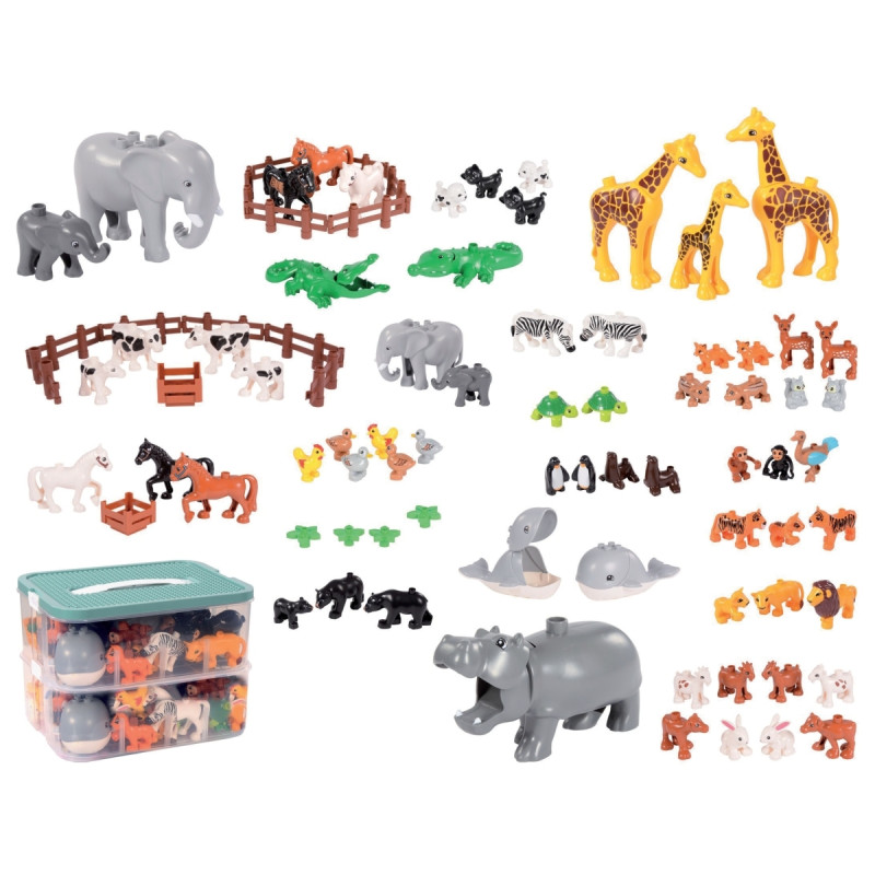 Boite d'animaux et de clôtures pour briques de construction, 100 pièce