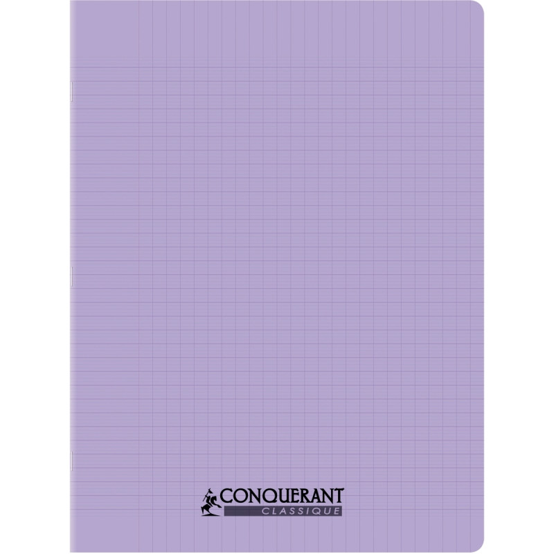 Piqûre 96 pages CONQUERANT, 24x32 cm, seyès, couv PP lilas