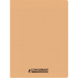 Piqûre 96 pages CONQUERANT, 24x32 cm, seyès, couv PP abricot
