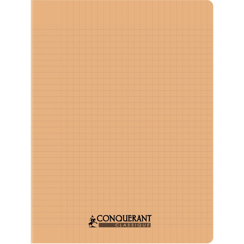 Piqûre 96 pages CONQUERANT, 24x32 cm, seyès, couv PP abricot