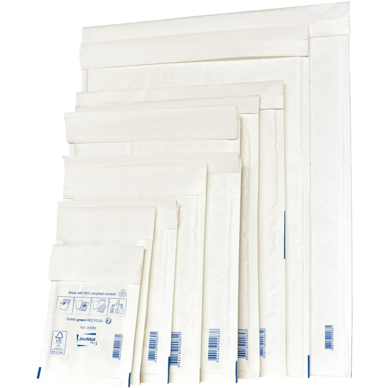 Paquet de 10 pochettes blanches bulles d'air 120x210mm