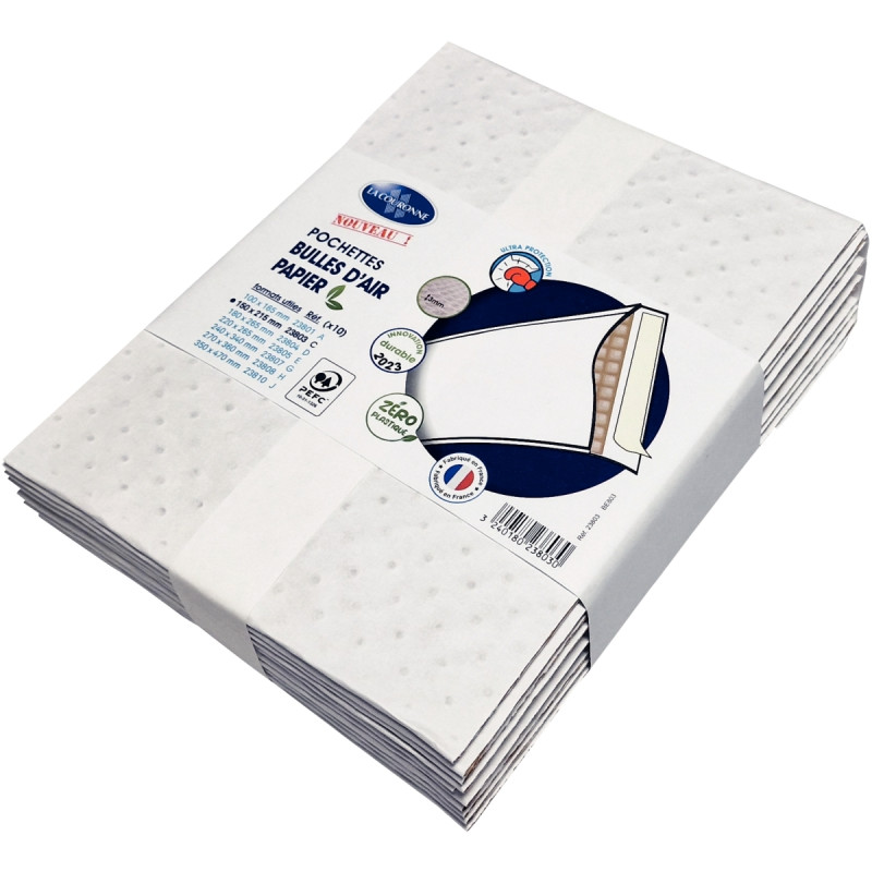 Paquet de 10 pochettes bulle air blanc 150 x 215 mm