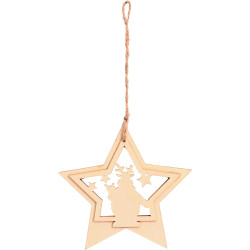 Lot de 12 suspensions scénettes de Noël en bois