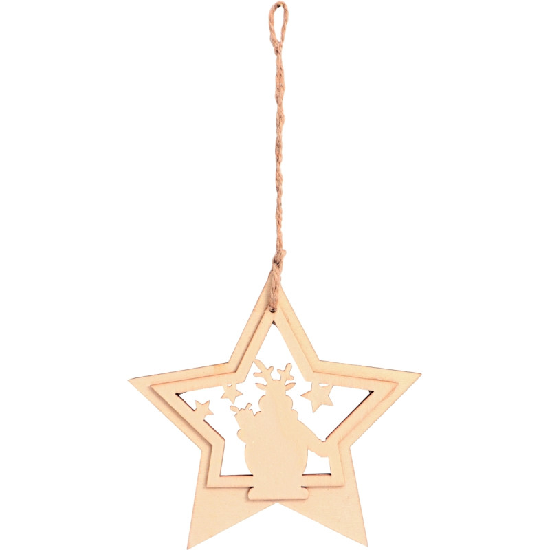 Lot de 12 suspensions scénettes de Noël en bois