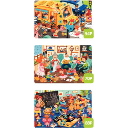Coffret de 3 puzzles progressifs, la vie en ville