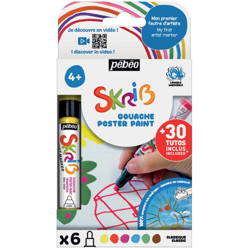 Set de 6 marqueurs gouache classique