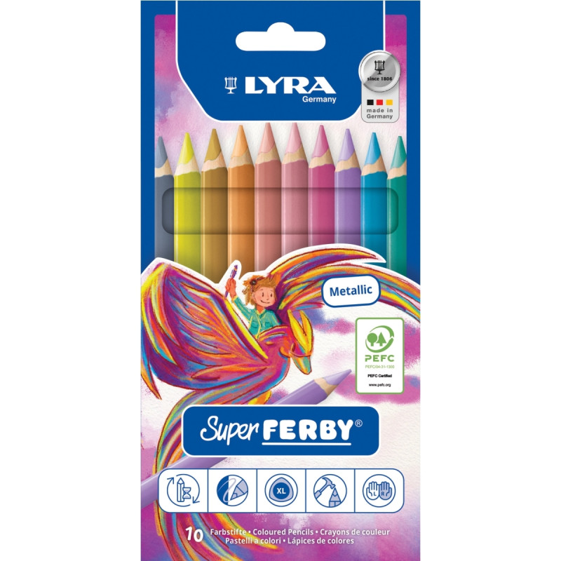 Etui de 10 crayons couleur Super Ferby métal