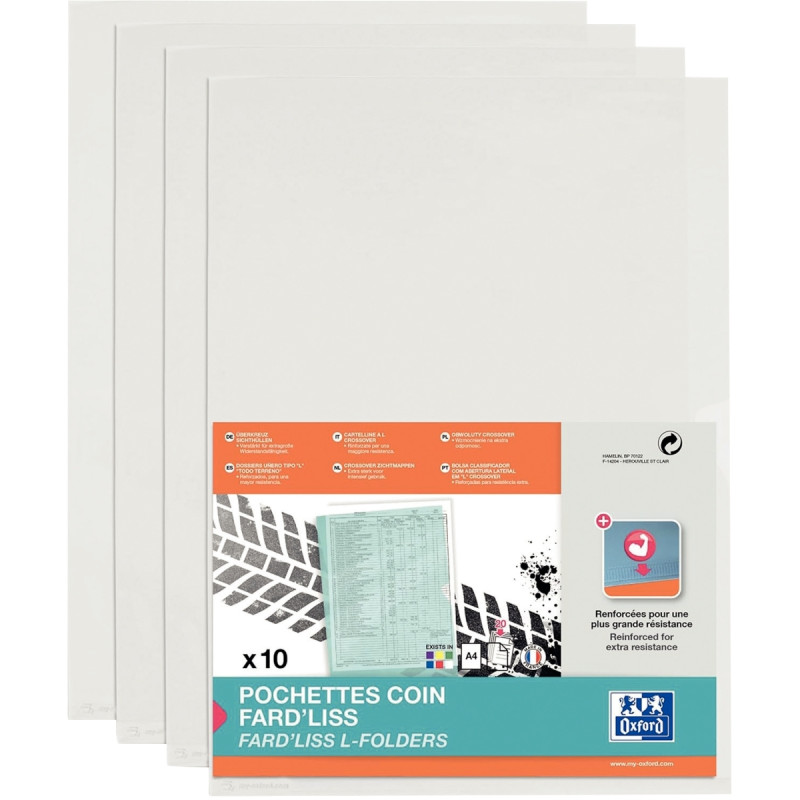 Sachet de 10 pochettes coin en PVC souple FARD'LISS, incolore