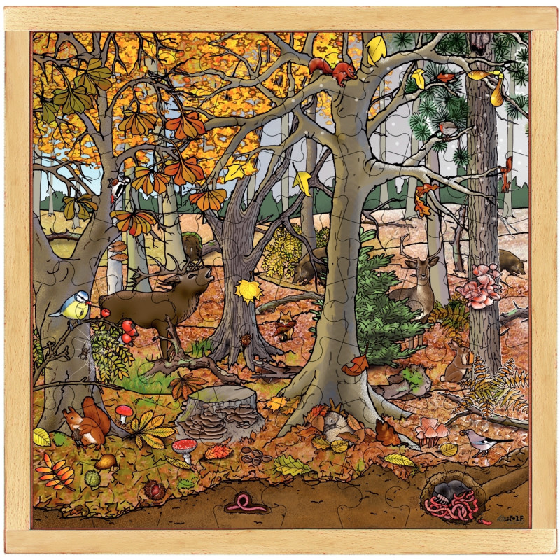 Puzzle de 64 pièces en bois automne / hiver