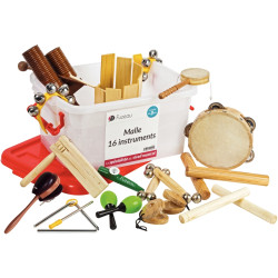 Malle rouge avec 16 instruments de musique