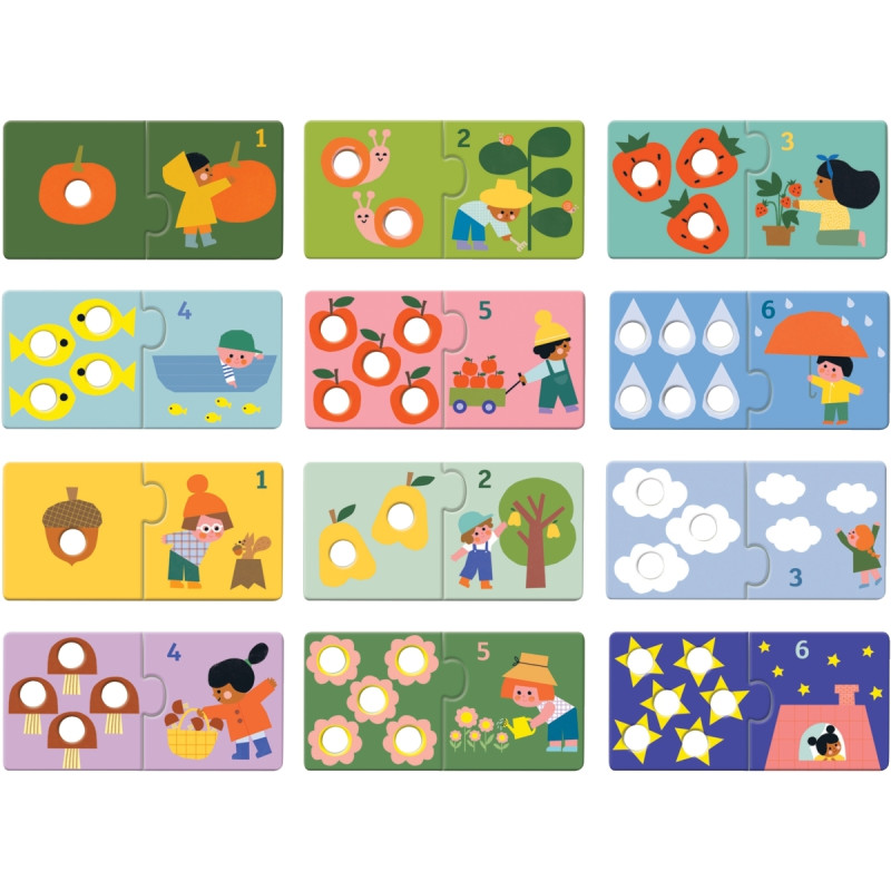 Boite de 12 puzzles duo, premiers chiffres