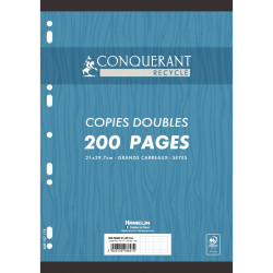 Paquet de 50 copies doubles perforées CONQUERANT RECYCLE, format A4, s