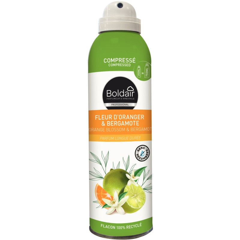 Aérosol 250ml désodorisant compressé fleur d'oranger bergamote