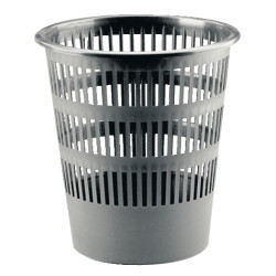 Corbeille à papier en plastique recyclé ajourée 16L grise