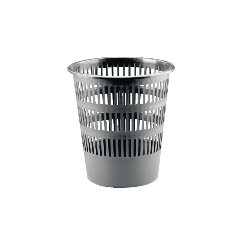 Corbeille à papier en plastique recyclé ajourée 16L grise