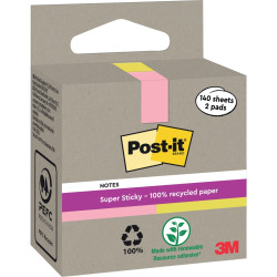 Boite de 2 blocs note recyclés de 140 feuilles rose et jaune