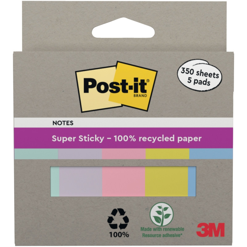 Boite de 5 blocs de marque-pages le recyclable 350 feuilles coloris pa