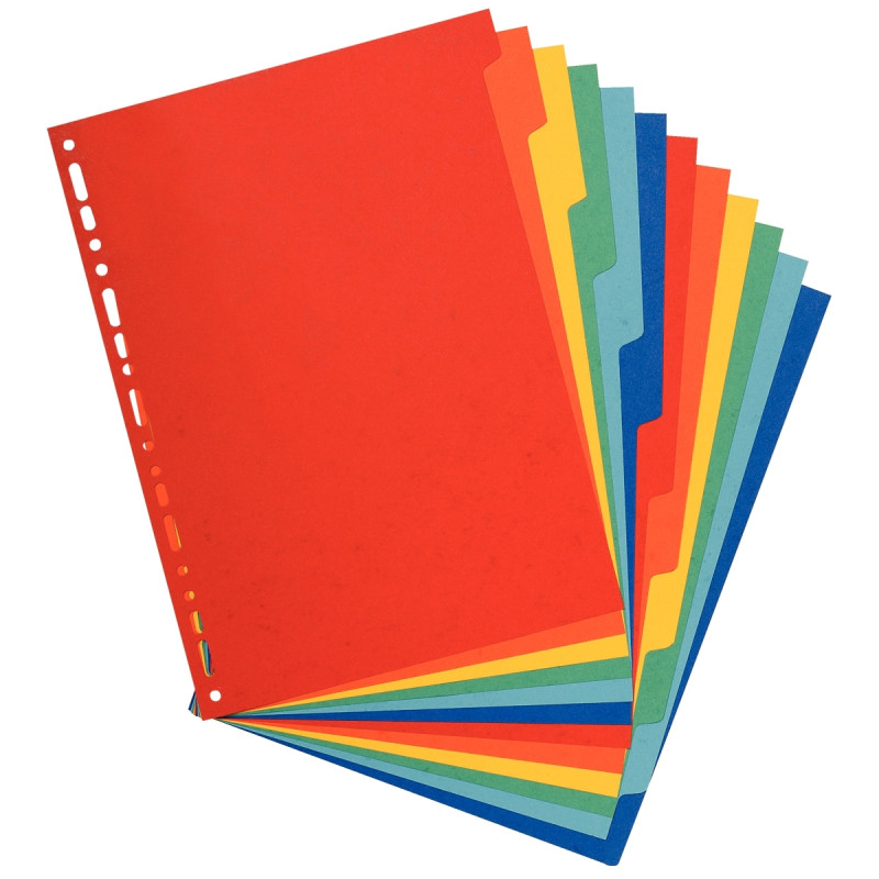 Jeu de 12 intercalaires en carte lustrée 400g, format A4