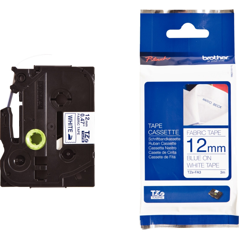 Recharge de ruban BROTHER Textile bleu et blanc 12 mm