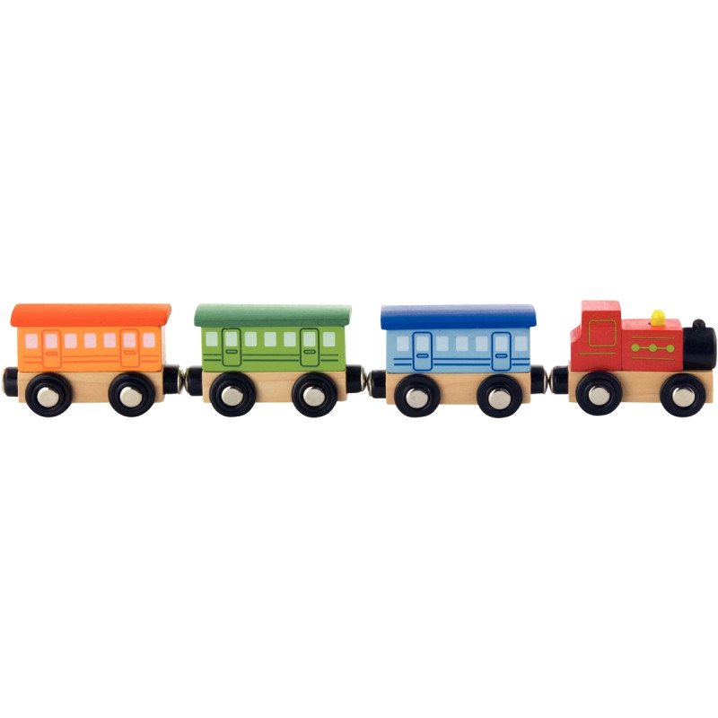 Train magnétique en bois, 4 pièces