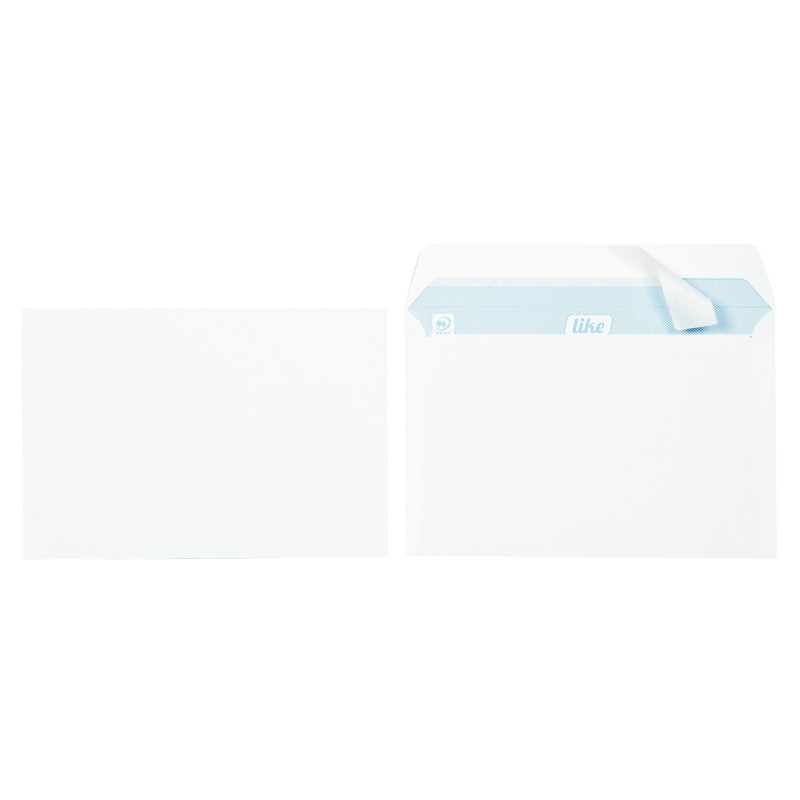 Boite de 500 enveloppes blanches 162x229mm 80g bande siliconnée