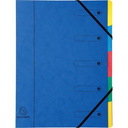 Trieur en carte lustrée avec élastiques 5 compartiments, coloris assor