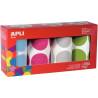 Lot de 4 rouleaux de gommettes XXL rondes Ø45mm assorties