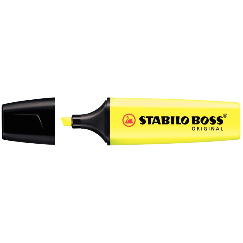 Boîte de 10 surligneurs Boss jaunes