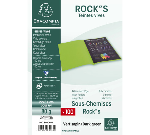 Paquet de 100 sous-chemises ROCK''S 80 - 22x31cm