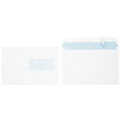 Boite de 500 enveloppes blanches 162x229mm 80g bande silliconnée fenêt