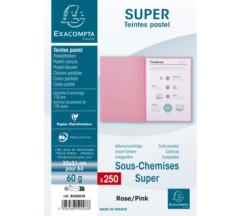 Paquet de 250 sous-chemises SUPER 60 - 22x31cm